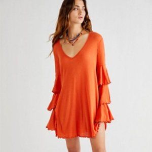 NWT Free People beach Seashore Mini Dress in Burnt Ochre Size S